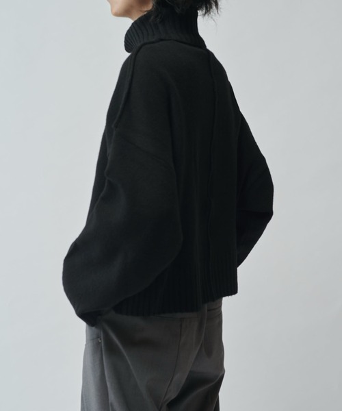 Lui's（ルイス）の「【Neucon/ニューコン】クロップドショートオーバーサイズタートルネックニット（ニット/セーター・メンズ・グレー/サックスブルー/ブラック・2/1）」の6枚目の写真