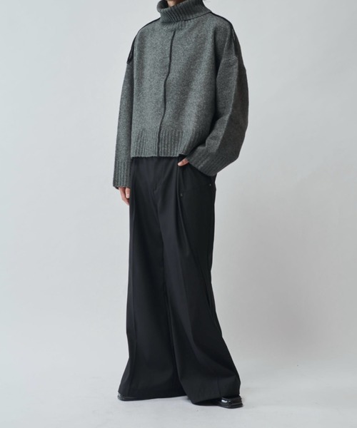 Lui's（ルイス）の「【Neucon/ニューコン】クロップドショートオーバーサイズタートルネックニット（ニット/セーター・メンズ・グレー/サックスブルー/ブラック・2/1）」の15枚目の写真