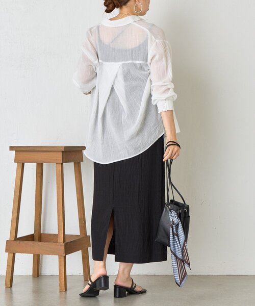 Jena espace merveilleux(ジェナ エスパスメルヴェイユ)の「異素材ドロストIラインスカート(スカート・レディース・ブラック/ブラウン/ベージュ・FREE)」の11枚目の写真