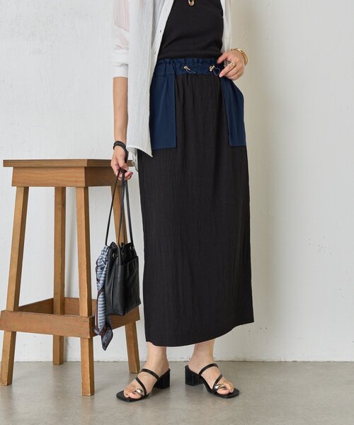 Jena espace merveilleux(ジェナ エスパスメルヴェイユ)の「異素材ドロストIラインスカート(スカート・レディース・ブラック/ブラウン/ベージュ・FREE)」の12枚目の写真