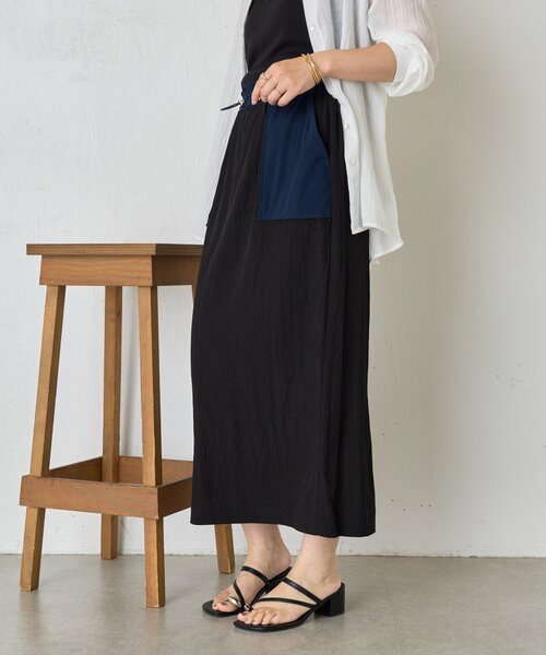 Jena espace merveilleux(ジェナ エスパスメルヴェイユ)の「異素材ドロストIラインスカート(スカート・レディース・ブラック/ブラウン/ベージュ・FREE)」の13枚目の写真