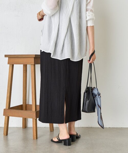 Jena espace merveilleux(ジェナ エスパスメルヴェイユ)の「異素材ドロストIラインスカート(スカート・レディース・ブラック/ブラウン/ベージュ・FREE)」の14枚目の写真