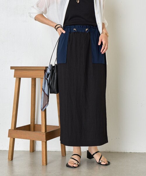 Jena espace merveilleux(ジェナ エスパスメルヴェイユ)の「異素材ドロストIラインスカート(スカート・レディース・ブラック/ブラウン/ベージュ・FREE)」の15枚目の写真