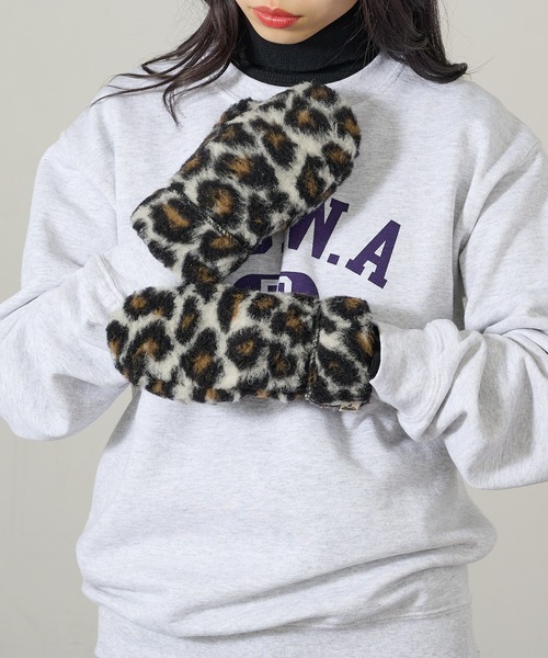 COLD BREAKER（コールドブレーカー）の「【COLDBREAKER】指あき ボアミトングローブ FM-SLIT（手袋・レディース・オフホワイト/ブルー/グレー/ブラウン/その他1/その他2・FREE）」の6枚目の写真