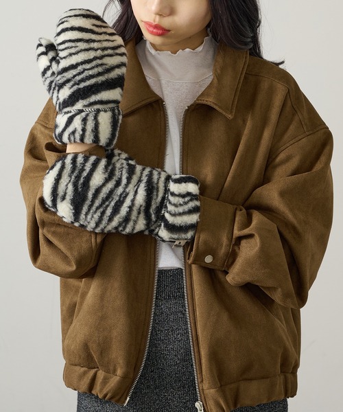 COLD BREAKER（コールドブレーカー）の「【COLDBREAKER】指あき ボアミトングローブ FM-SLIT（手袋・レディース・オフホワイト/ブルー/グレー/ブラウン/その他1/その他2・FREE）」の16枚目の写真