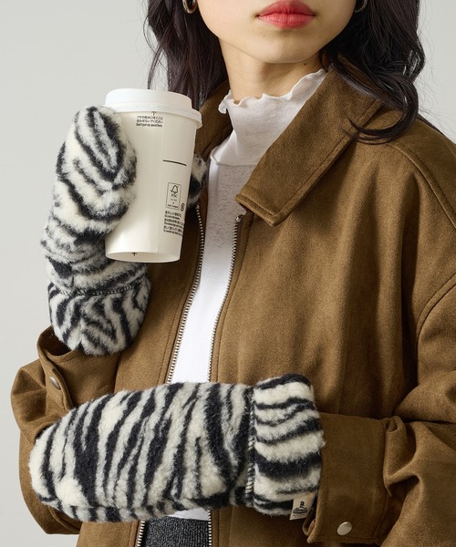 COLD BREAKER（コールドブレーカー）の「【COLDBREAKER】指あき ボアミトングローブ FM-SLIT（手袋・レディース・オフホワイト/ブルー/グレー/ブラウン/その他1/その他2・FREE）」の15枚目の写真