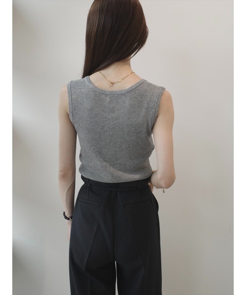 amel（エイメル）の「【RE ARRIVAL】ボタンネックリブタンクトップ / グレー（Tシャツ/カットソー・レディース・グレー・FREE）」の12枚目の写真