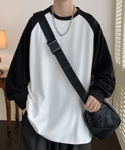 link lot（リンクロット）の「シンプルデザインラグランスリーブロンT（Tシャツ/カットソー・メンズ・ブラック/グレー/ホワイト・M）」の2枚目の写真