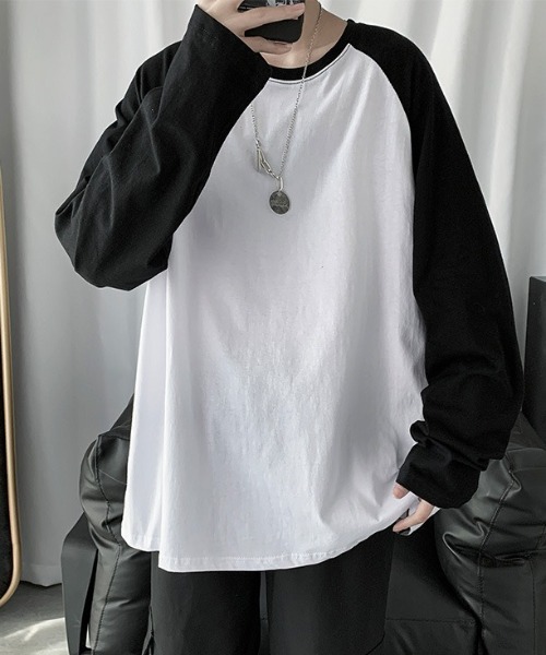 link lot（リンクロット）の「シンプルデザインラグランスリーブロンT（Tシャツ/カットソー・メンズ・ブラック/グレー/ホワイト・M）」の12枚目の写真