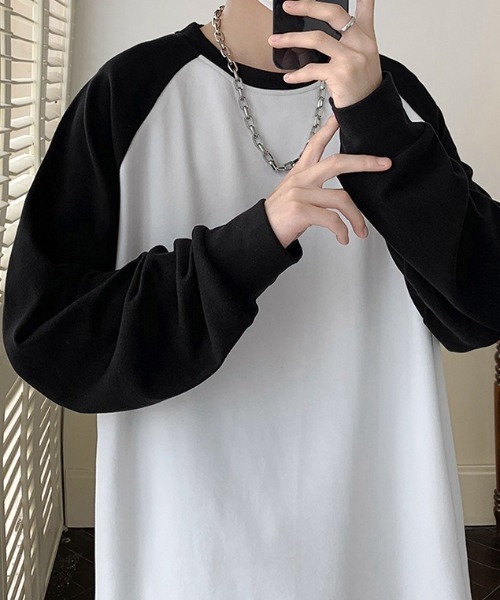 link lot（リンクロット）の「シンプルデザインラグランスリーブロンT（Tシャツ/カットソー・メンズ・ブラック/グレー/ホワイト・M）」の8枚目の写真