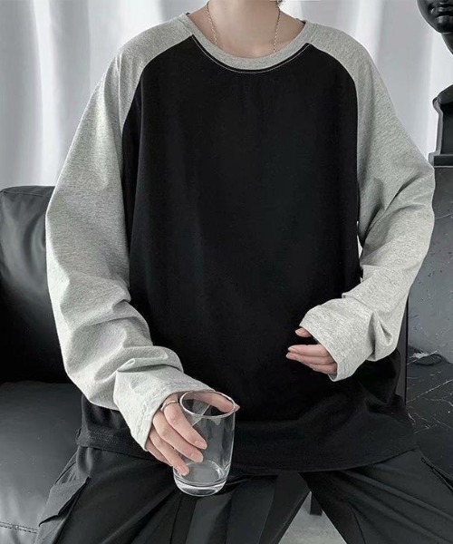 link lot（リンクロット）の「シンプルデザインラグランスリーブロンT（Tシャツ/カットソー・メンズ・ブラック/グレー/ホワイト・M）」の16枚目の写真