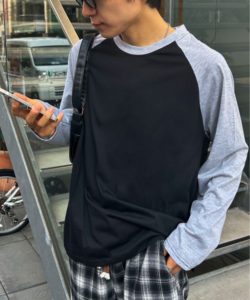 link lot（リンクロット）の「シンプルデザインラグランスリーブロンT（Tシャツ/カットソー・メンズ・ブラック/グレー/ホワイト・M）」の17枚目の写真