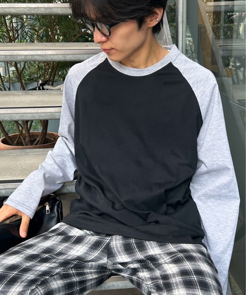 セール】【25年秋冬新作】シンプルデザインラグランスリーブロンT（T