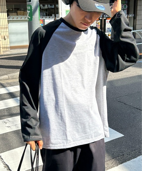 セール】【25年秋冬新作】シンプルデザインラグランスリーブロンT（T