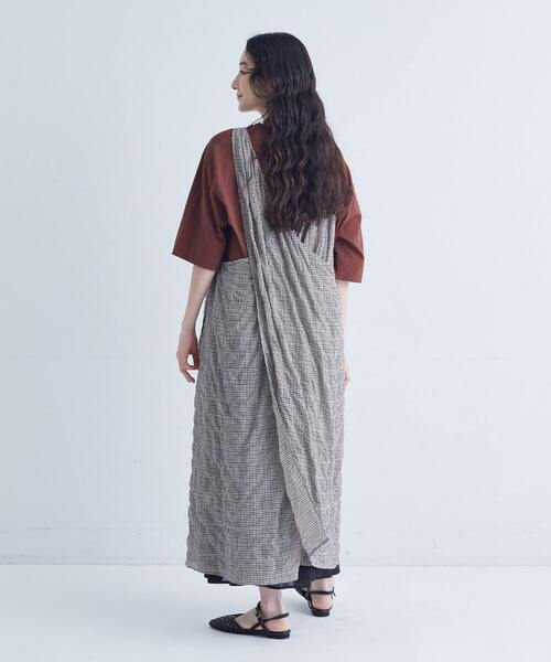 conges payes ADIEU TRISTESSE（コンジェ ペイエ アデュートリステス）の「シャーリングノースリーブワンピース（ワンピース・レディース・ブラウン/チェック・38）」の7枚目の写真