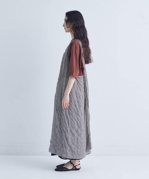 conges payes ADIEU TRISTESSE（コンジェ ペイエ アデュートリステス）の「シャーリングノースリーブワンピース（ワンピース・レディース・ブラウン/チェック・38）」の10枚目の写真