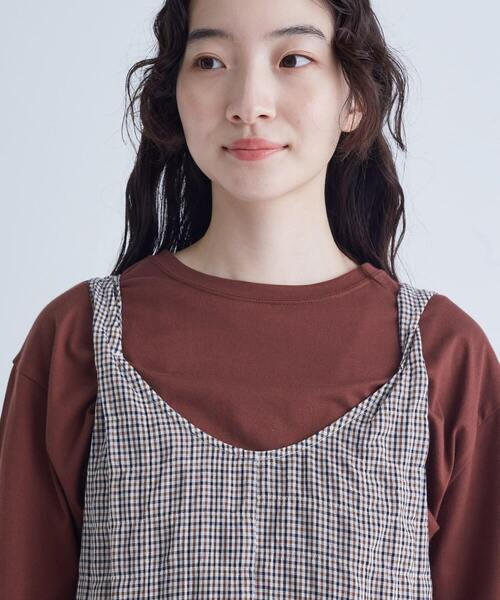 conges payes ADIEU TRISTESSE（コンジェ ペイエ アデュートリステス）の「シャーリングノースリーブワンピース（ワンピース・レディース・ブラウン/チェック・38）」の12枚目の写真