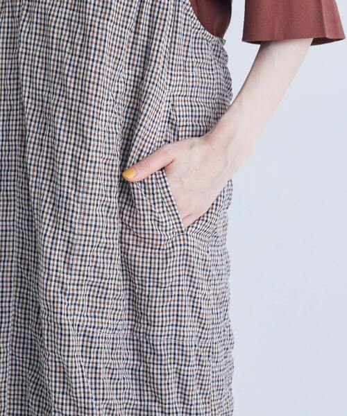 conges payes ADIEU TRISTESSE（コンジェ ペイエ アデュートリステス）の「シャーリングノースリーブワンピース（ワンピース・レディース・ブラウン/チェック・38）」の14枚目の写真