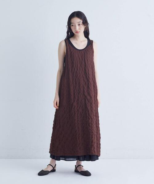 conges payes ADIEU TRISTESSE（コンジェ ペイエ アデュートリステス）の「シャーリングノースリーブワンピース（ワンピース・レディース・ブラウン/チェック・38）」の19枚目の写真