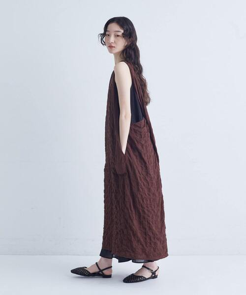 conges payes ADIEU TRISTESSE（コンジェ ペイエ アデュートリステス）の「シャーリングノースリーブワンピース（ワンピース・レディース・ブラウン/チェック・38）」の20枚目の写真