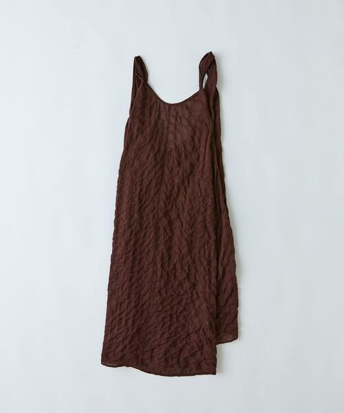 conges payes ADIEU TRISTESSE（コンジェ ペイエ アデュートリステス）の「シャーリングノースリーブワンピース（ワンピース・レディース・ブラウン/チェック・38）」の3枚目の写真