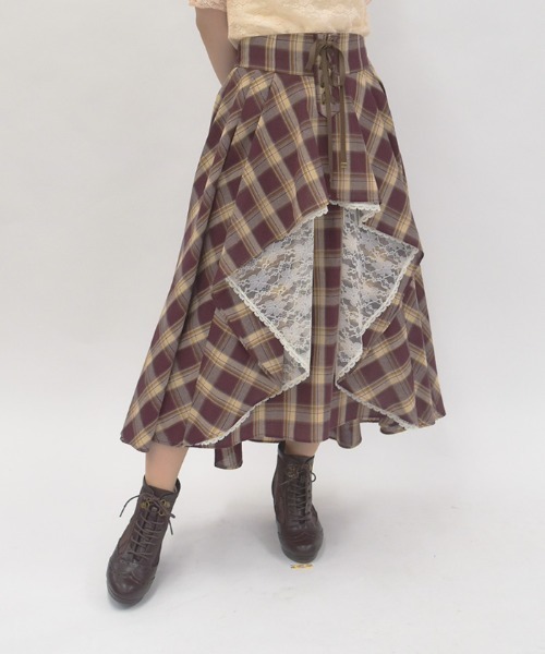 セール】チェック柄レースフリルスカート（スカート）｜axes