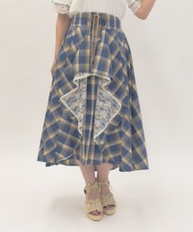 チェック柄レースフリルスカート