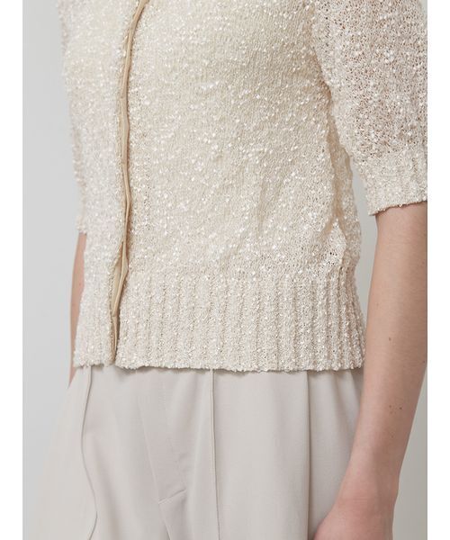 styling/（スタイリング）の「フラッグヤーン2WAYシアーカーディガン（カーディガン/ボレロ・レディース・ラベンダー/アイボリー/ブラック・F）」の9枚目の写真