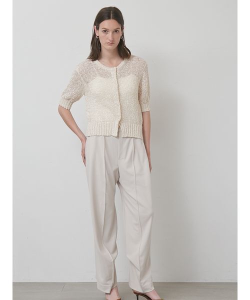 styling/（スタイリング）の「フラッグヤーン2WAYシアーカーディガン（カーディガン/ボレロ・レディース・ラベンダー/アイボリー/ブラック・F）」の11枚目の写真