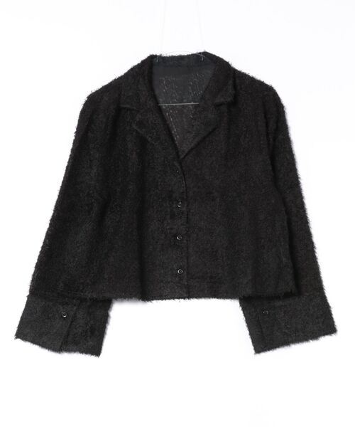 W:Huku（フーク）の「フェザーヤーン ショート シャツ ジャケット / Feather Yarn Short Shirt Jacket（シャツ/ブラウス・レディース・ブラック/アイボリー・FREE）」の17枚目の写真