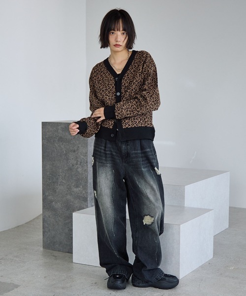 PBLIM（ページボーイリム）の「《UNISEX》レオパード柄カーディガン（カーディガン/ボレロ・レディース・チャコールグレー/ブラウン/ネイビー・SMALL/MEDIUM）」の9枚目の写真