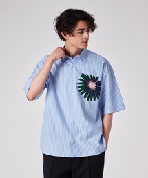 美品✨Paul smith 現行 半袖シャツ 花柄 総柄 青 デカロゴ 綿 Paul Smith】半袖シャツ/花柄/ベーシック/ロゴ/日本製/美品