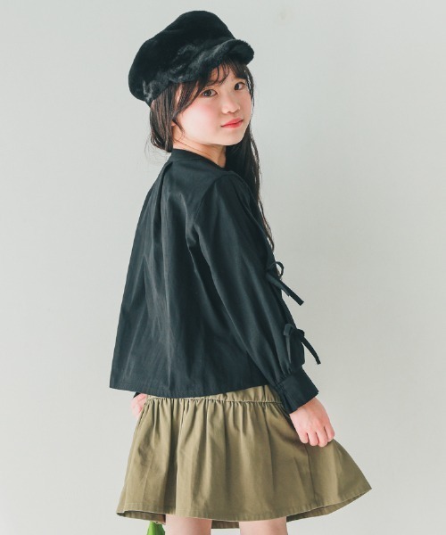 NHT(エヌエイチティー)の「NHT/エヌエイチティー リボン ボックスシャツ(シャツ/ブラウス・キッズ・ブラック/オフホワイト・120cm/130cm/140cm/150cm/160cm/110cm)」の7枚目の写真