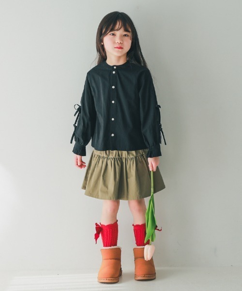 NHT(エヌエイチティー)の「NHT/エヌエイチティー リボン ボックスシャツ(シャツ/ブラウス・キッズ・ブラック/オフホワイト・120cm/130cm/140cm/150cm/160cm/110cm)」の9枚目の写真