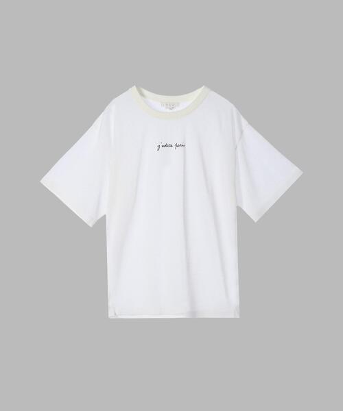 To b. by agnes b.(トゥービーバイアニエスベー)の「シアー ニット メッセージ プルオーバー "j'adore paris"(ニット/セーター・レディース・ホワイト・FREE)」の2枚目の写真