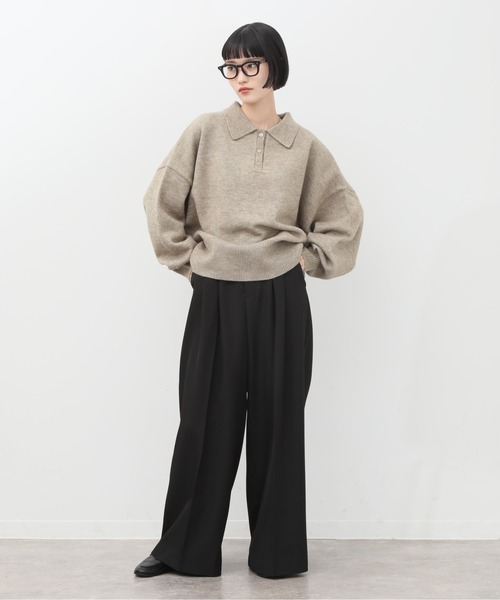 NOGLE（ノグル）の「【NOGLE/ノグル】オーバーポロニット（ニット/セーター・レディース・ネイビー/ブルー/グレー/レッド/カーキ/グレー×ホワイト/ライトグレー系/ブラウン系/ブラック×ホワイト/グレイッシュベージュ/グレー系/ネイビー系/ホワイト×ブラック/ブラック/ブラウン系1・FREE）」の20枚目の写真