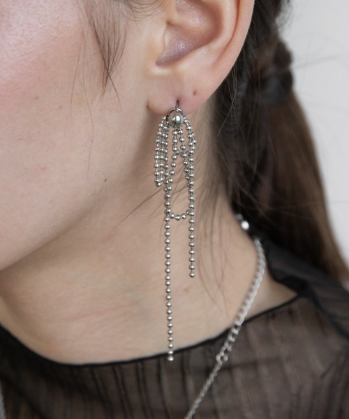 abaskdesign(アバスクデザイン)の「金属アレルギー対応 ボールチェーンリボンロングピアス(ピアス(両耳用)・レディース・ゴールド/シルバー・FREE)」の9枚目の写真
