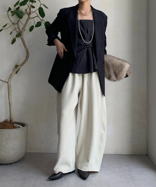 DouDou（ドゥドゥ）の「肩パッドチェックダブルジャケット（テーラードジャケット・レディース・ブラウン/チャコールグレー・FREE）」の5枚目の写真