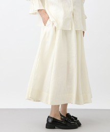 《natural by clip》リネンギャザーフレアスカート