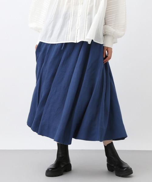 studio CLIP(スタディオクリップ)の「《natural by clip》リネンギャザーフレアスカート(スカート・レディース・アイボリー/ネイビー・FREE)」の7枚目の写真