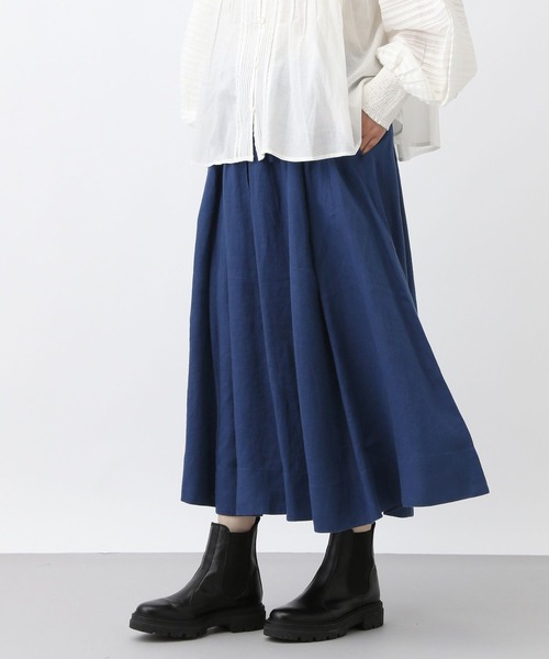 studio CLIP(スタディオクリップ)の「《natural by clip》リネンギャザーフレアスカート(スカート・レディース・アイボリー/ネイビー・FREE)」の8枚目の写真