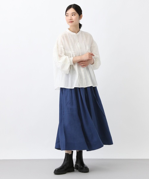 studio CLIP(スタディオクリップ)の「《natural by clip》リネンギャザーフレアスカート(スカート・レディース・アイボリー/ネイビー・FREE)」の9枚目の写真