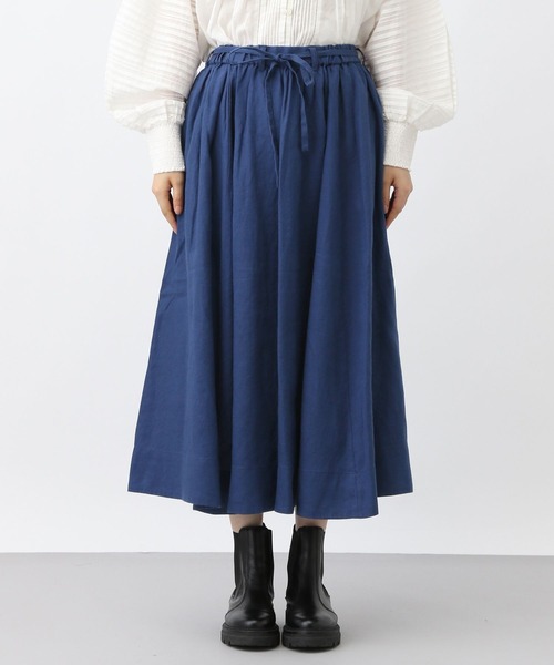 studio CLIP(スタディオクリップ)の「《natural by clip》リネンギャザーフレアスカート(スカート・レディース・アイボリー/ネイビー・FREE)」の10枚目の写真
