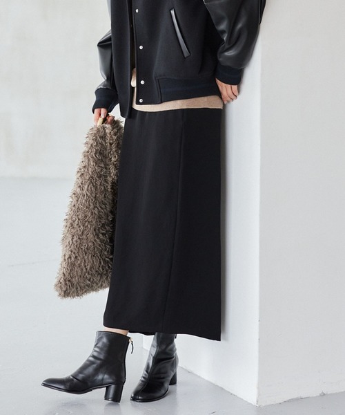 BARNYARDSTORM（バンヤードストーム）の「BARNYARDSTORM / ツイルタイトロングスカート / マシンウォッシャブル＜JAPAN FABRIC＞（スカート・レディース・モカ/ブラック・M/S）」の2枚目の写真