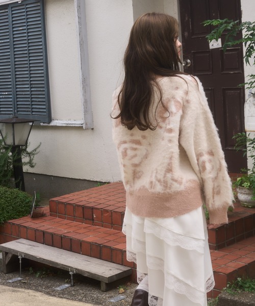 mellowneon（メロウネオン）の「ローズニュアンスデザインニット（ニット/セーター・レディース・ベージュ/サックスブルー・FREE）」の11枚目の写真