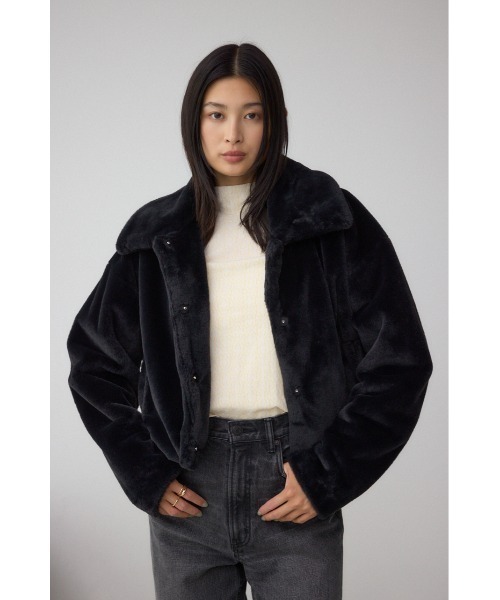 セール】スタンド2WAYファーショートコート（ブルゾン）｜AZUL BY