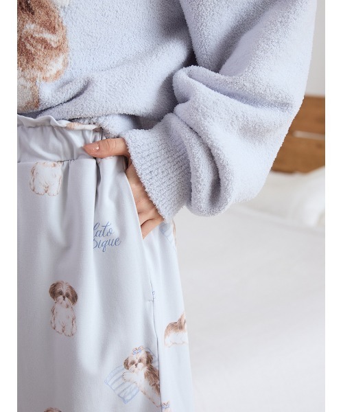 ジェラートピケ シーズー柄ショートパンツ　ブルー gelato pique（ジェラートピケ）の「シーズー柄ショートパンツ（ルーム