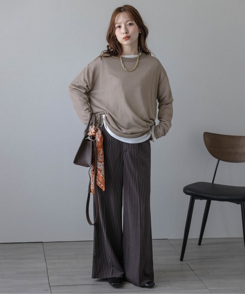Lajour(ラジュール)の「【日本製】シアーニットプルオーバー(Tシャツ/カットソー・レディース・ホワイト/ブラック/ネイビー/モカ・フリー)」の14枚目の写真