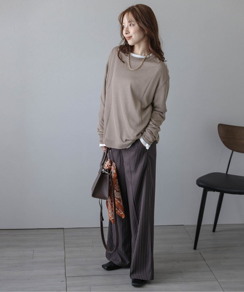 Lajour(ラジュール)の「【日本製】シアーニットプルオーバー(Tシャツ/カットソー・レディース・ホワイト/ブラック/ネイビー/モカ・フリー)」の15枚目の写真