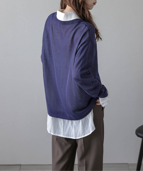 Lajour(ラジュール)の「【日本製】シアーニットプルオーバー(Tシャツ/カットソー・レディース・ホワイト/ブラック/ネイビー/モカ・フリー)」の19枚目の写真